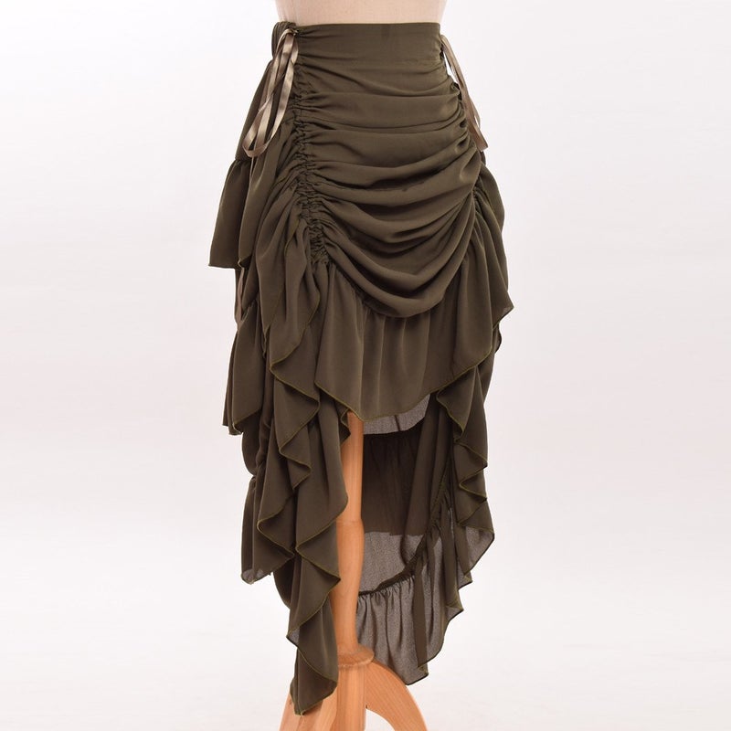 GRACEART Women's Victorian Steampunk Skirt - (Army Green) Large - Image 5